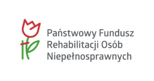 Logotyp: Po lewej kwiatek. Obok napis Państwowy Fundusz Rehabilitacji Osób Niepełnosprawnych.
