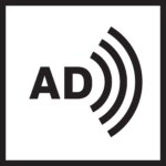 Piktogram: Napis AD. Obok symbol fali dźwiękowej.