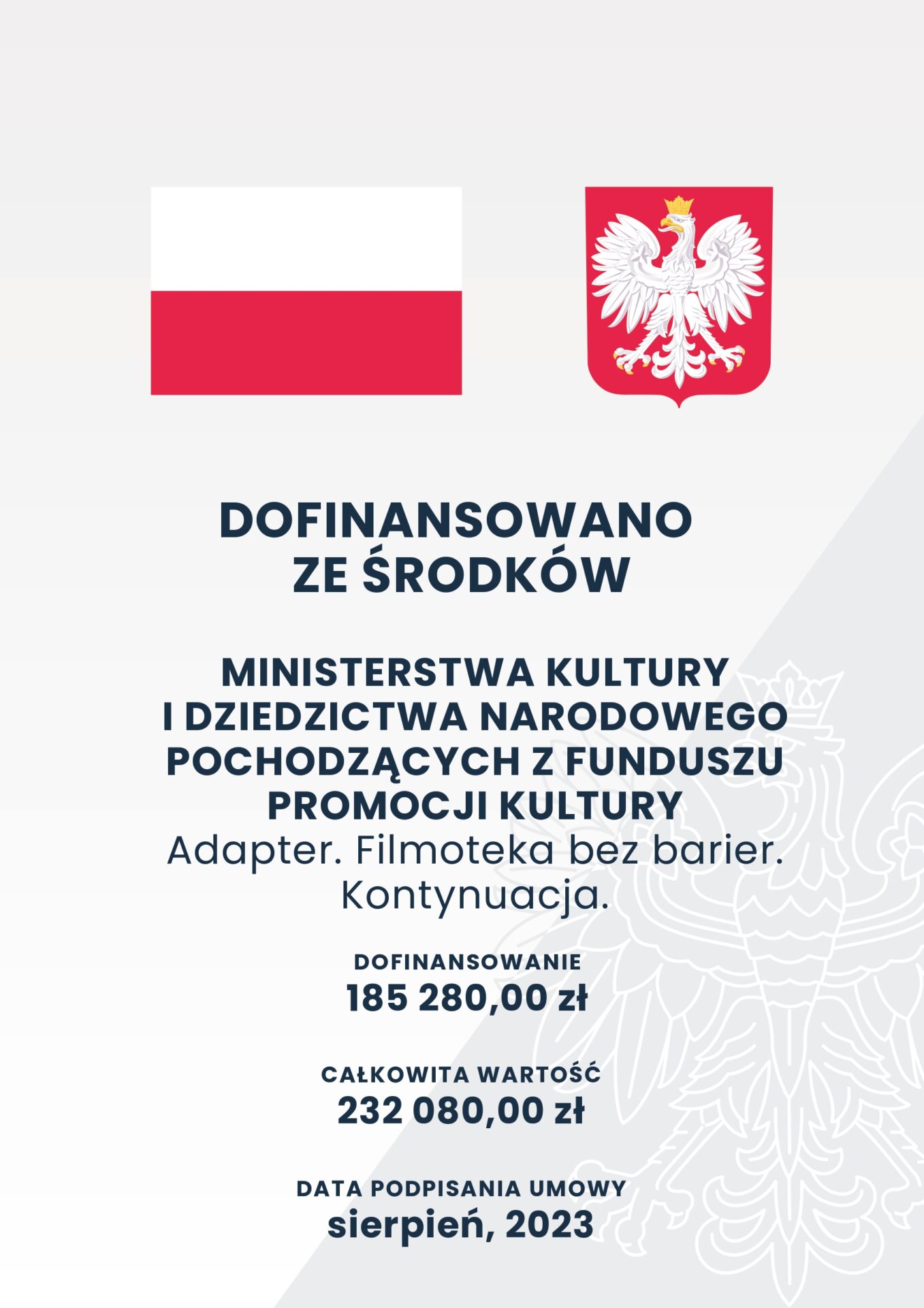 Kolorowy plakat informacyjny do projektu Adapter. Filmoteka bez barier kontynuacja.